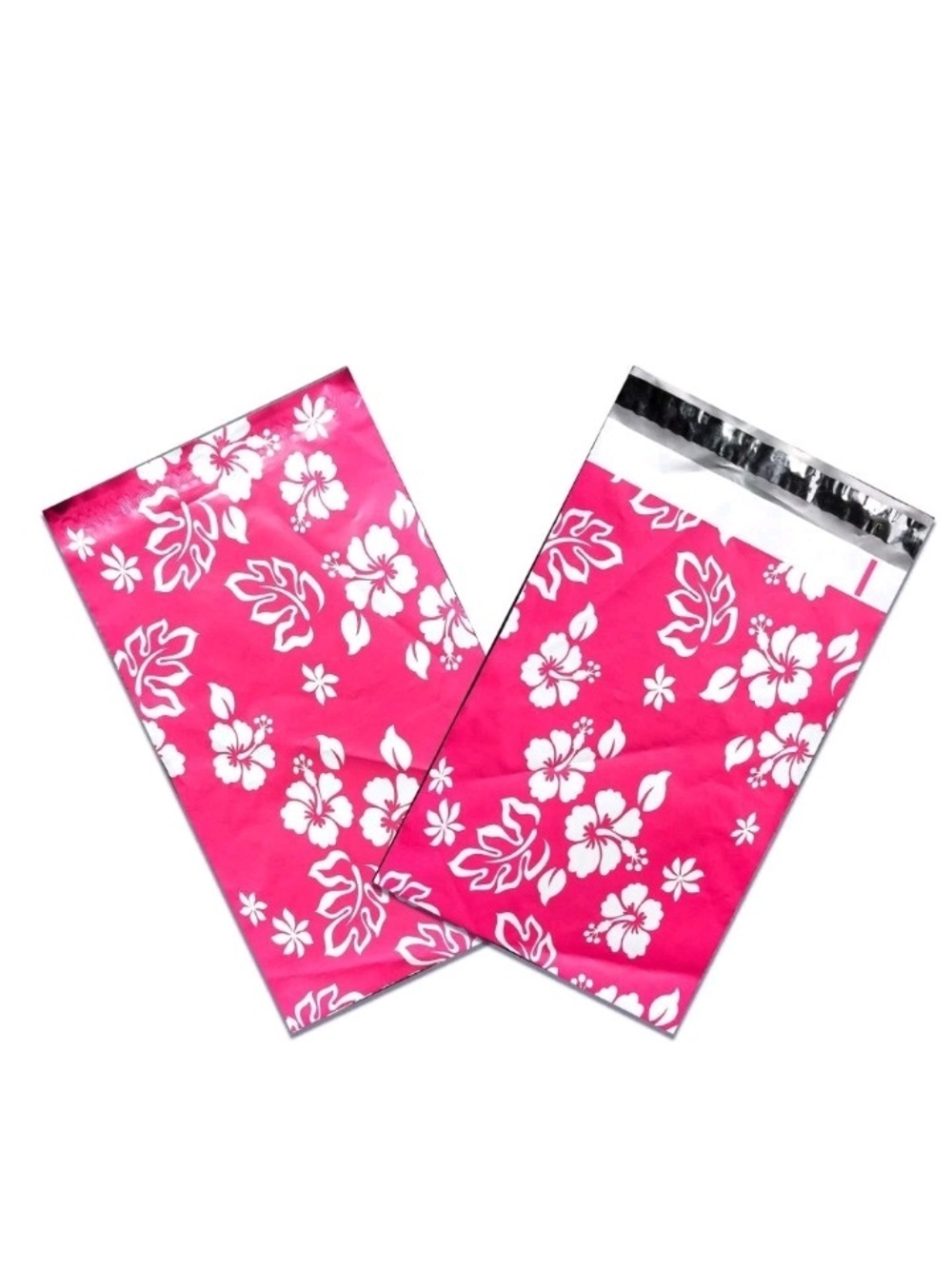 6" x 9" Pink 10 Hawaiian FLAT POLY Floral Polynesian Print Mylar Mailer